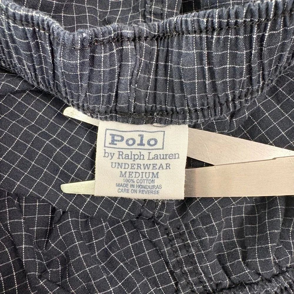 Polo Ralph Lauren Pajama Pants Mens M Blue‎ Grid Check Sleepwear Cotton Jogger
